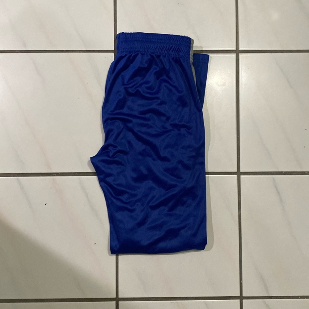 Blue track pants